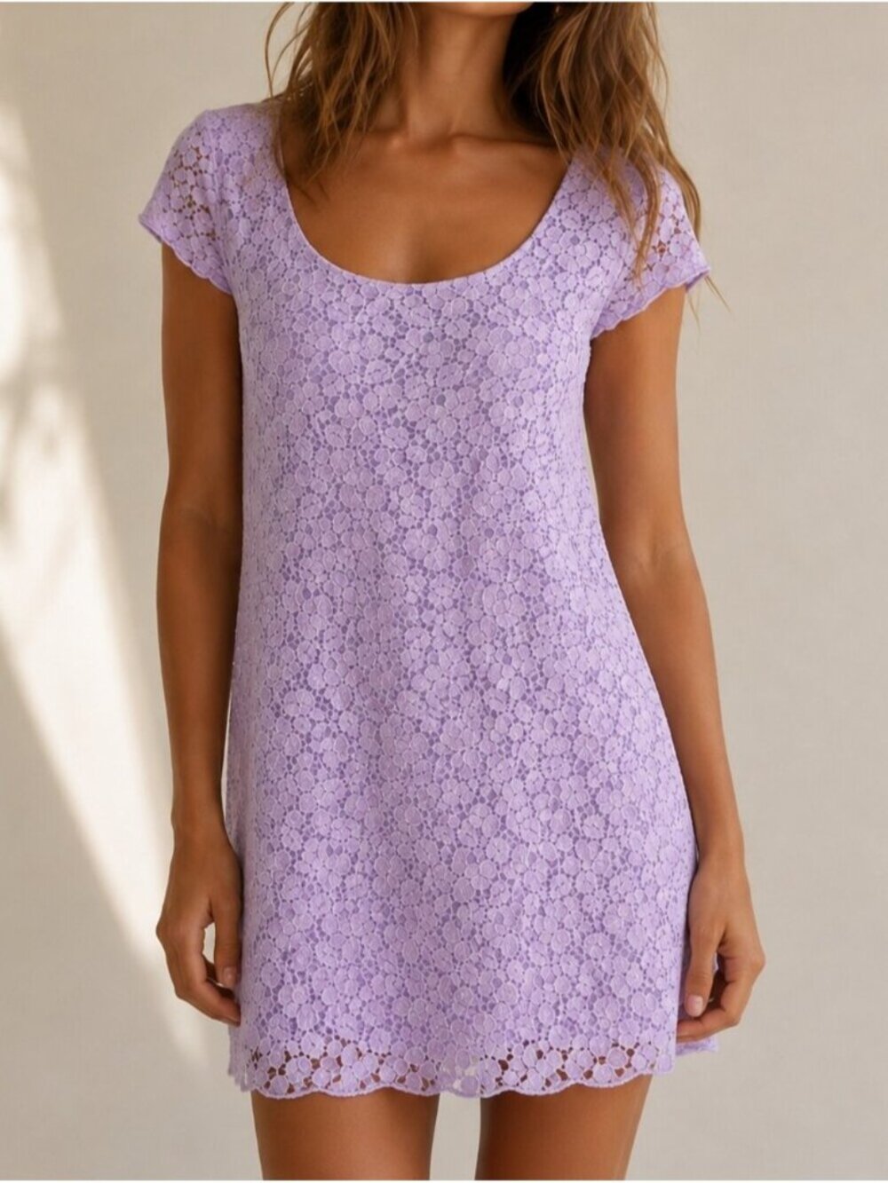 Aritzia Talula Lilac Short Sleeve Lace Mini Dress